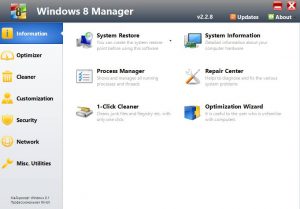 Стартовое окно Windows 8 Manager